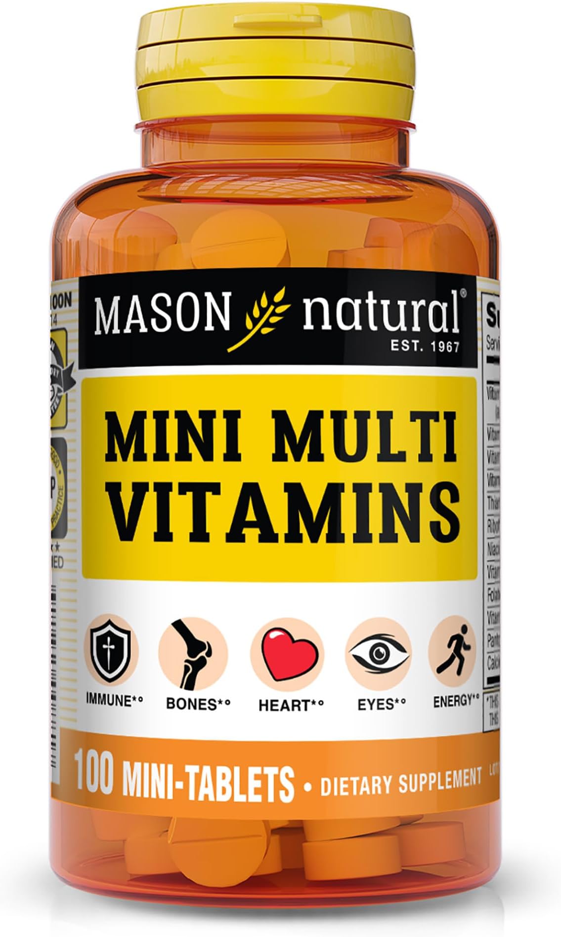 MASON NATURAL Mini Multi Vitamins, Vitamins A, C, D3, E, B1, B2, B3, B6, B12,...