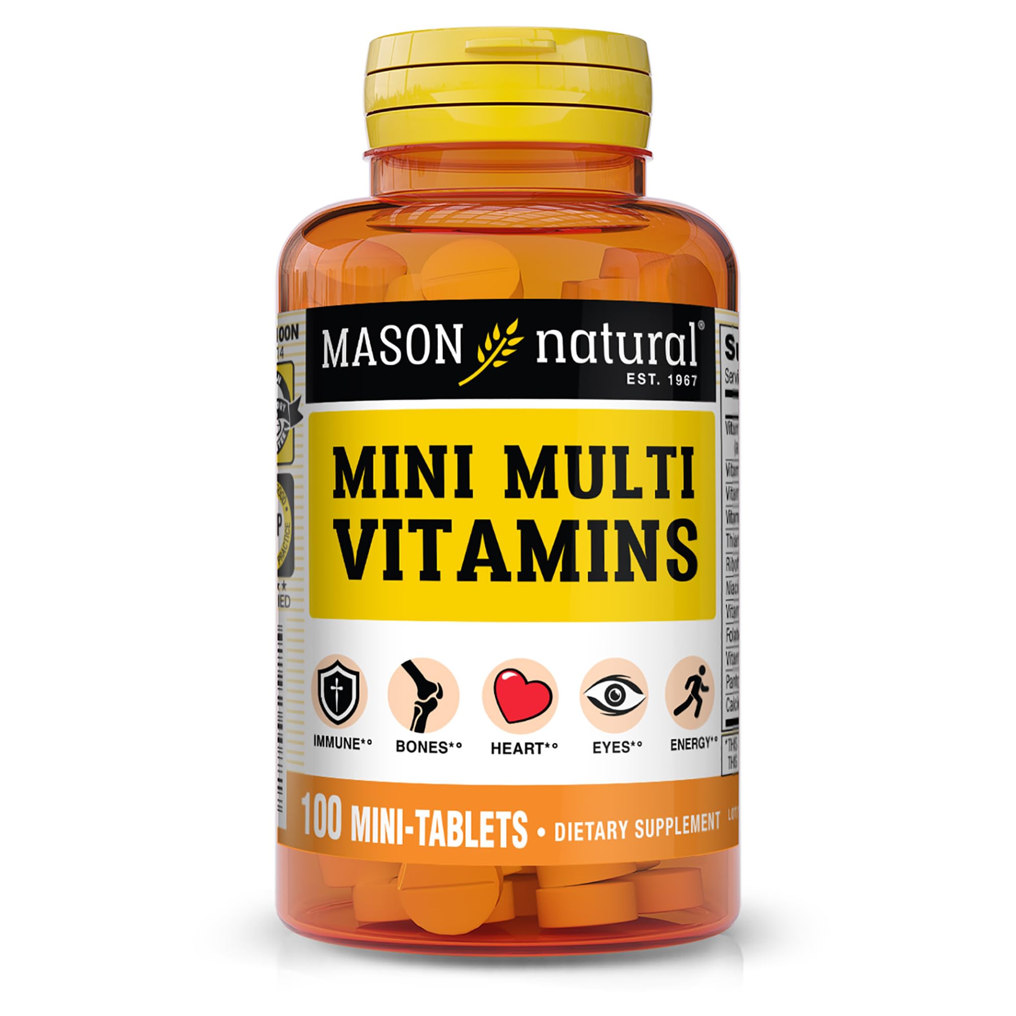 MASON NATURAL Mini Multivitamin with Iron, Gluten Free, 100 Day Supply