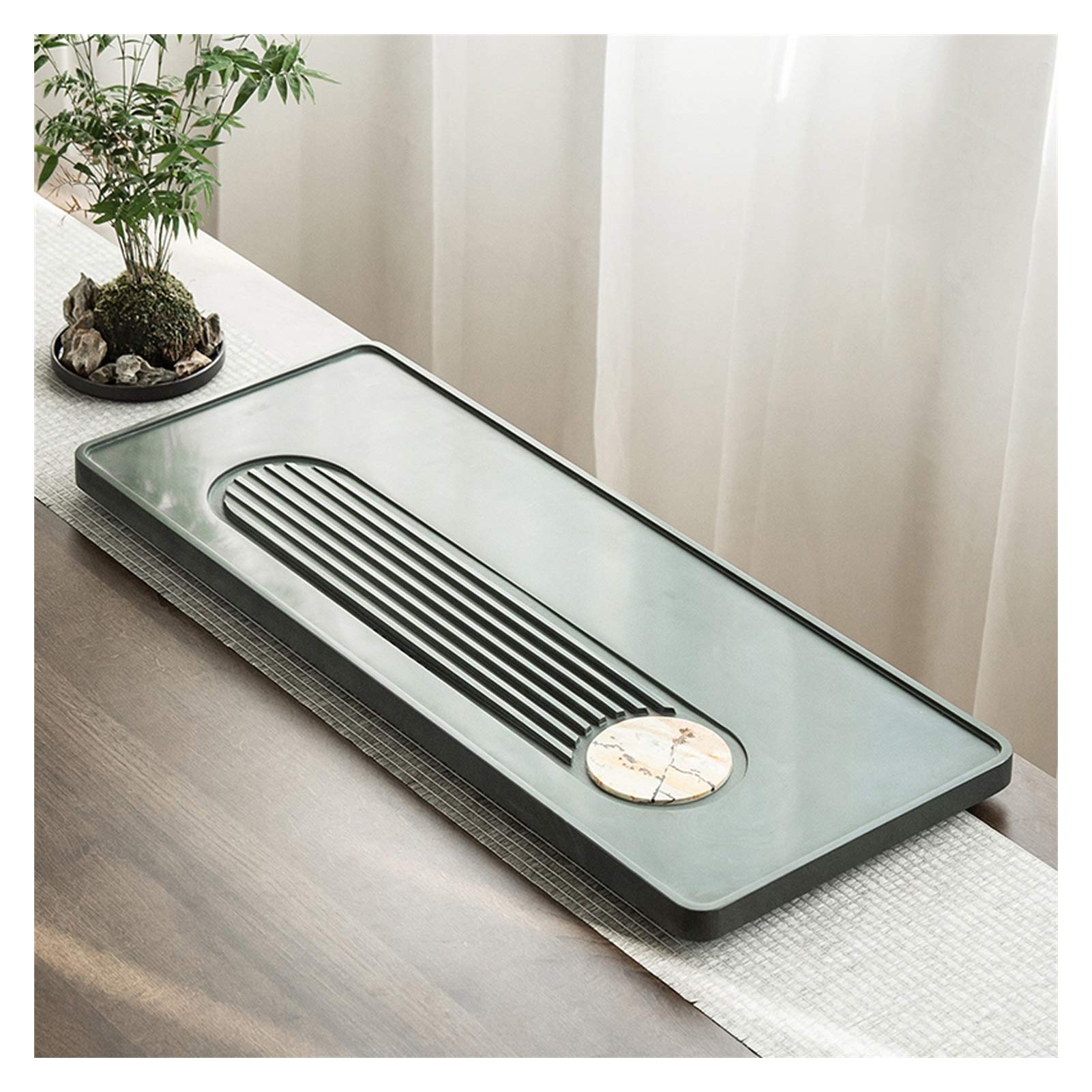 CKKNILV Tea Tray Green Jade Tea Tray Tea Table Simple Kung Fu Tea Tray Rectangular Durable Chinese Kung Fu Tea Set Tea Room Home or Office Supplies Kungfu Tea