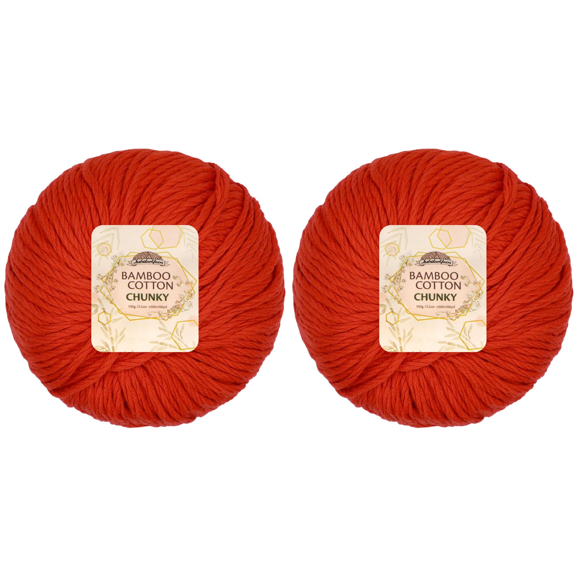JubileeYarn Bamboo Cotton Chunky Yarn - 100g/Ball - Cherry Red - 2 Balls, 418 Cherry Red