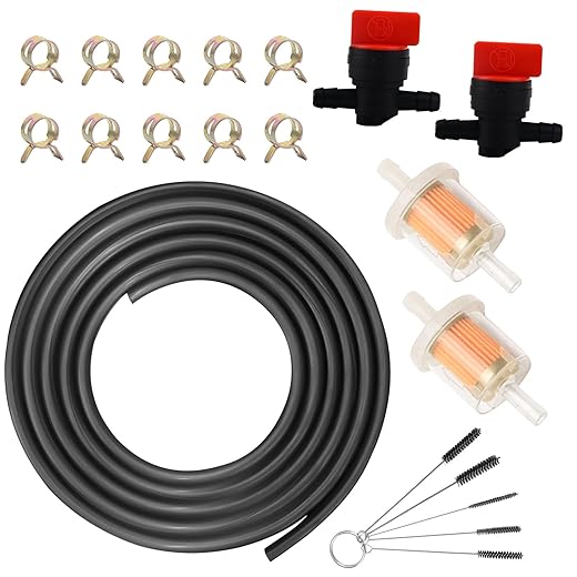 Lawn Mower Fuel Line 6-Foot 1/4 Inch ID Fuel Line Set + 2 Pcs 5/16 Inch Fuel Filters + 10 Pcs 2/5" ID Hose Clamps +2 Pcs 1/4 698183 Fuel Shut -by HuthBrother, for Kawasaki Kohler Mowers Engines