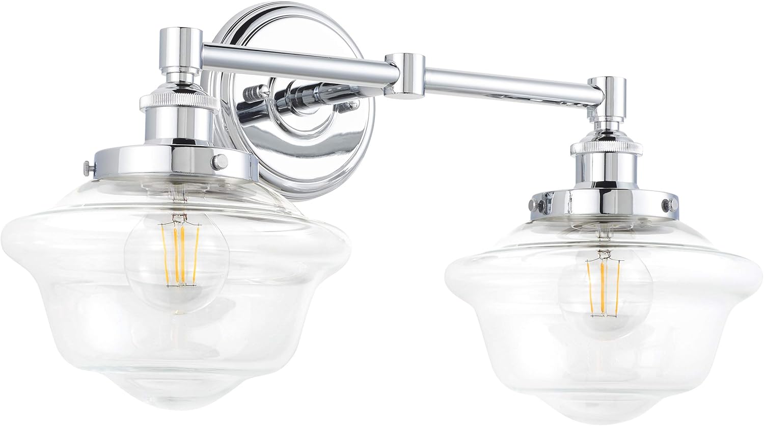 Linea di Liara Lavagna Farmhouse Polished Chrome Bathroom Light Fixtures Over Mirror 2-Light Bathroom Vanity Light Fixture Clear Glass Shades Modern Vanity Lights, Bulbs Included UL Listed