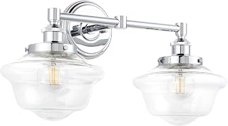 Linea di Liara Lavagna Farmhouse Polished Chrome Bathroom Light Fixtures Over Mirror 2-Light Bathroom Vanity Light Fixture Clear Glass Shades Modern Vanity Lights, Bulbs Included UL Listed