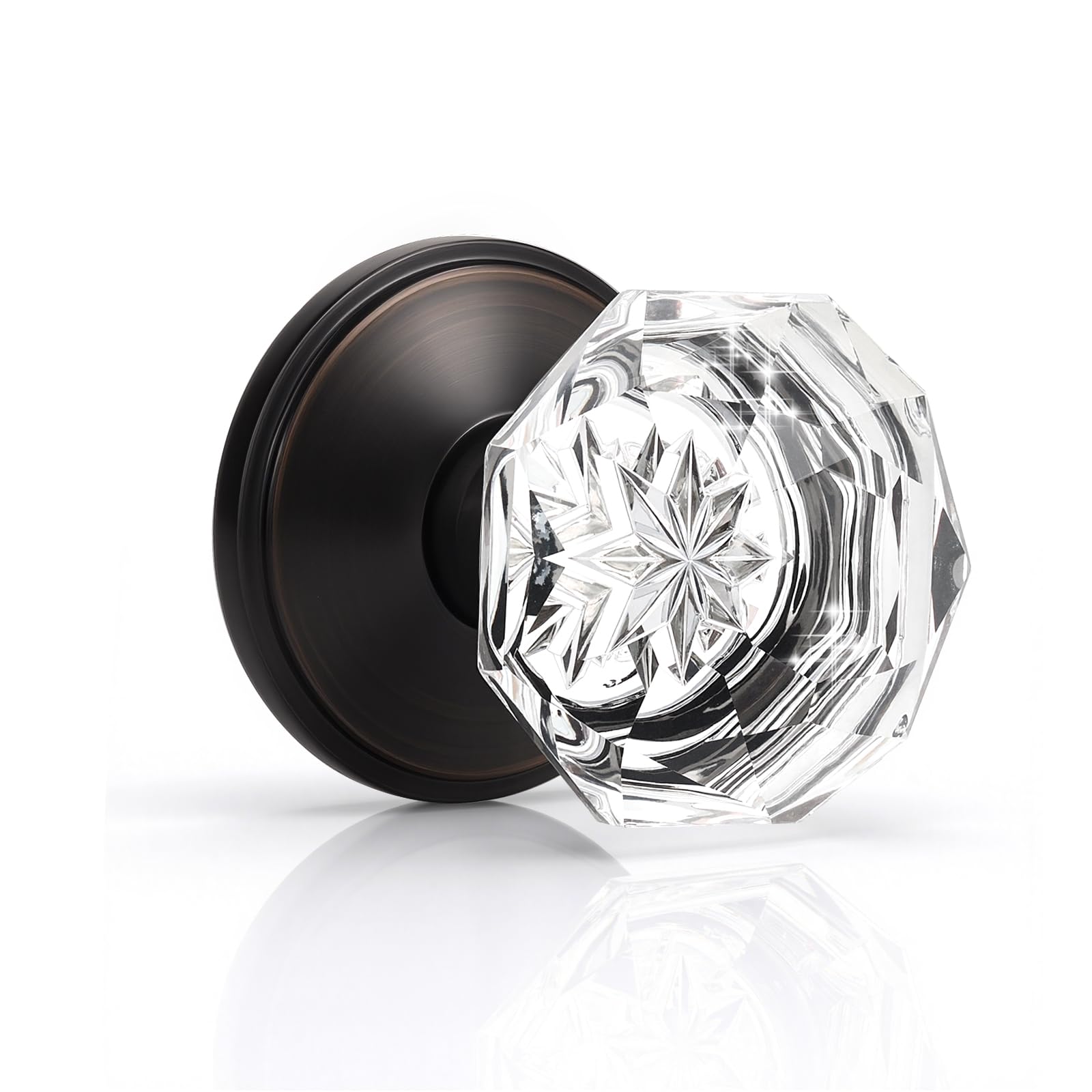 Elegant Clear Glass Door Knobs - Satin Nickel -13