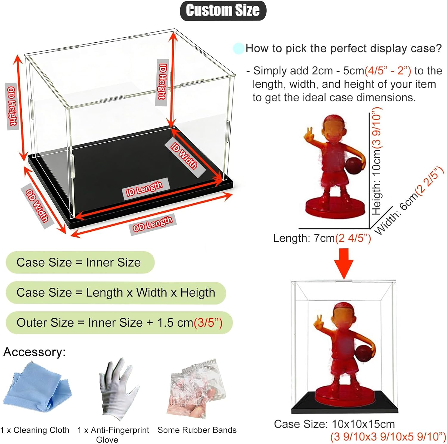 5x5x8 9x9x12 11x11x14 15x15x8 Acrylic Display Case, Waterproof Clear Preservation Box for Action Figures, Elegant Dustproof Storage Bin Multipurpose(23x23x23in/58x58x58cm)