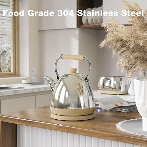 Miniatura 9 de Hervidor eléctrico para café y té - Caldera de agua de 1.7 L de 1500 W de ebullición rápida, nivel visual de agua, filtro extraíble, luz indicadora