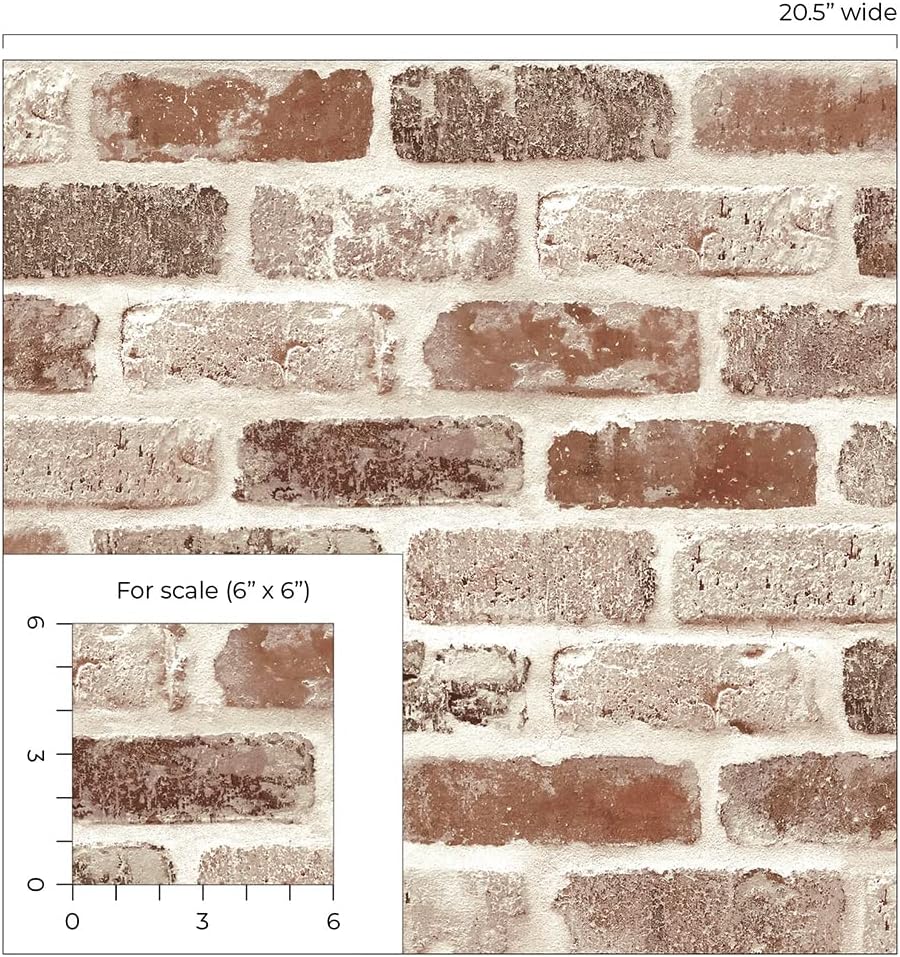NextWall Washed Faux Brick Peel and Stick Wallpaper
