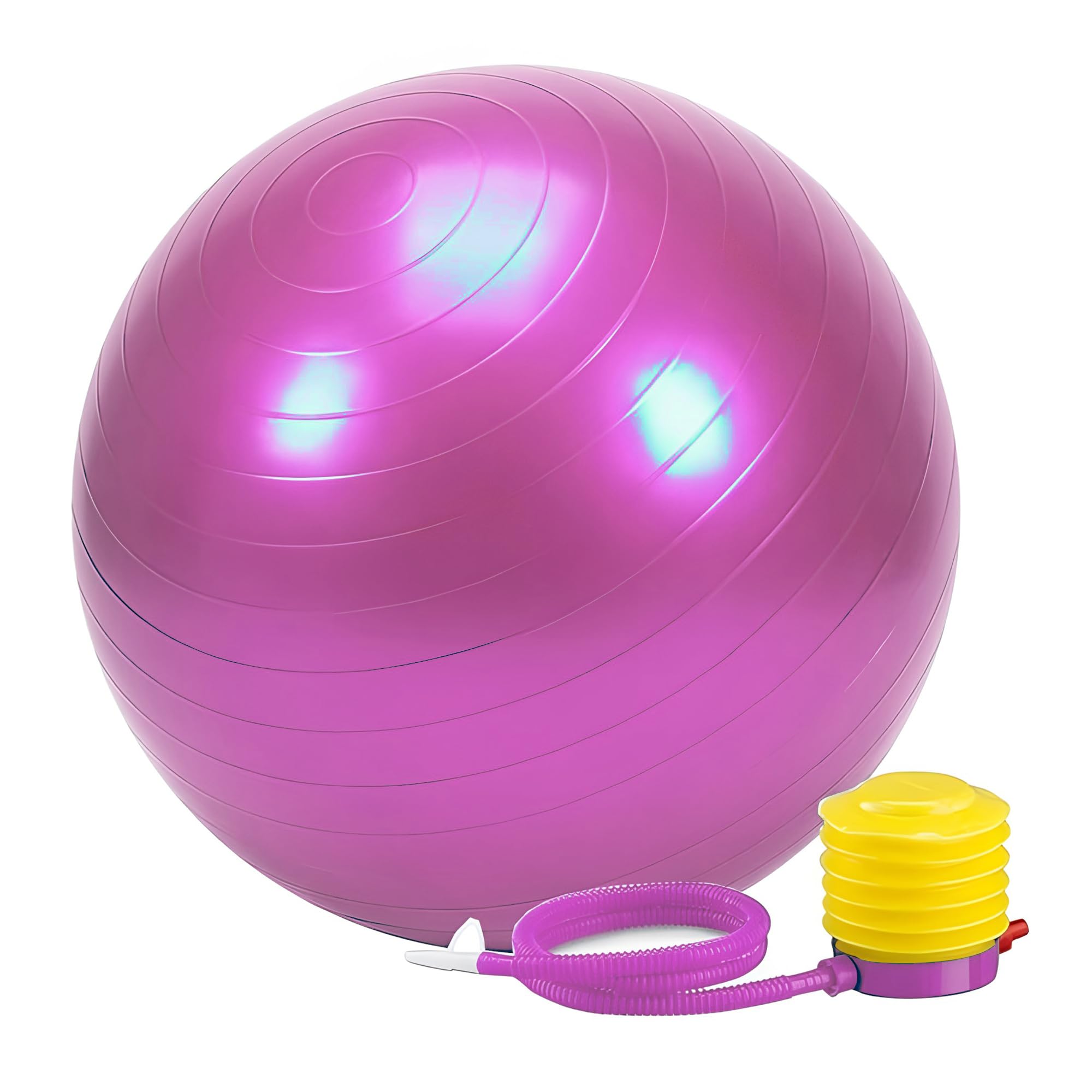 ZETO Gym Ball for Exercise, Anti Burst Exercise Ball with Foot Pump, Yoga Ball, Swiss Ball for Balance, Stability Training, Birthing Ball for Pregnancy, Extra Thick Material (55 CM, Pink)-image-8