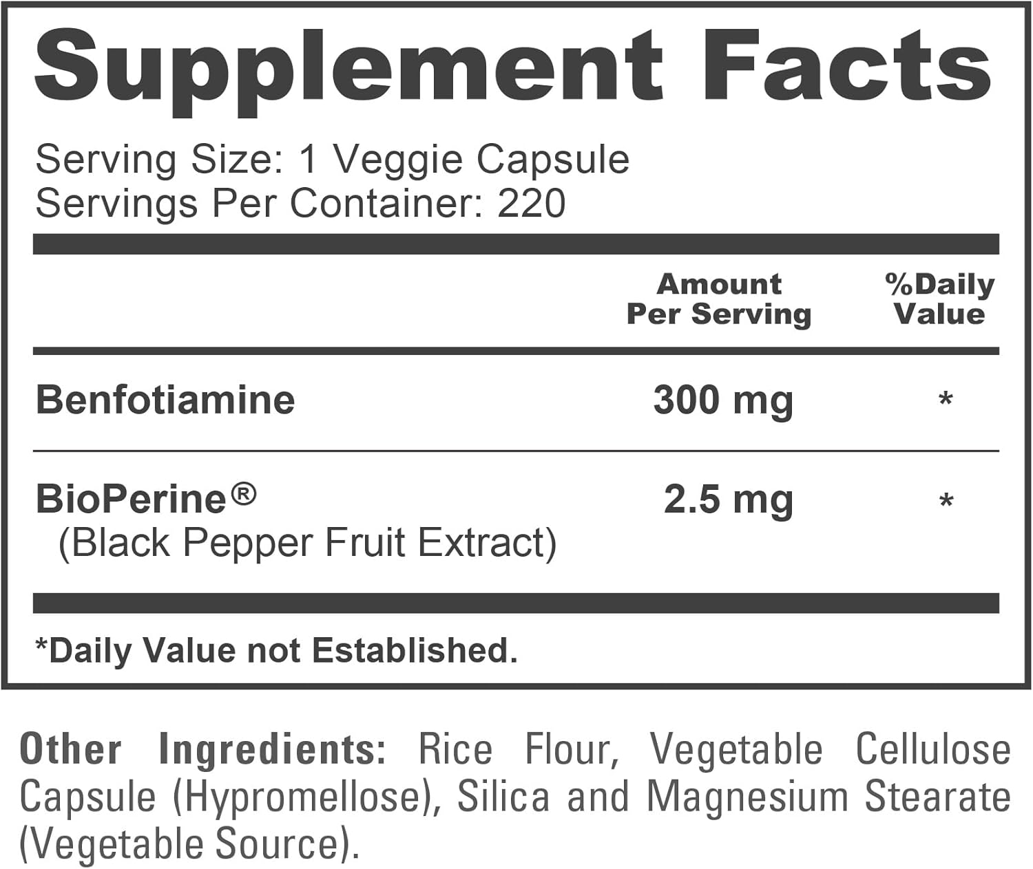 NusaPure Benfotiamine 300mg Per Veggie Caps 220 Count (Non-GMO, Vegan) Bioperine - Image 4