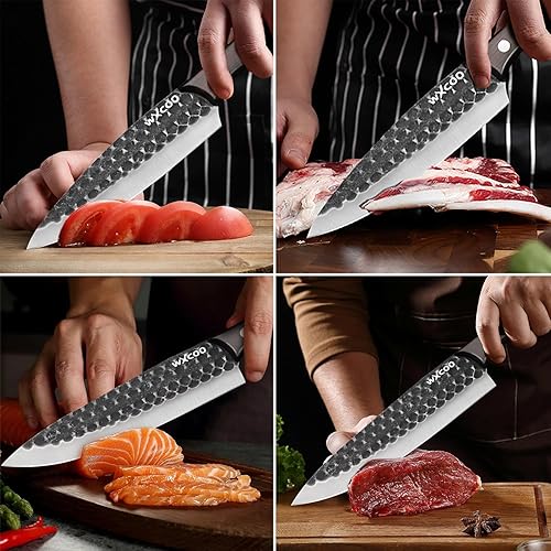 Miniatura 6 de WXCOO Cuchillo de chef de grabado láser de 7 pulgadas cuchillo de cocina profesional de chef de cocina afilado cuchillos asiáticos para hogar y