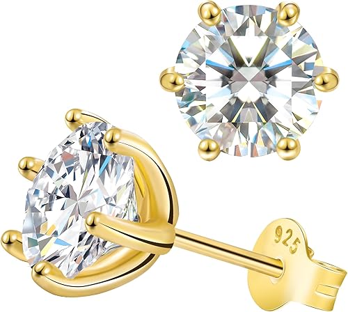 Moissanite Stud Earrings for Women 925 Sterling Silver Lab Grown Created vvs Dia