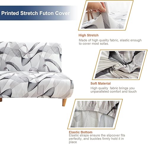 Miniatura 3 de NILUOH Fundas elásticas para futón, protector de muebles para futón plegable, sin brazos, protector de sofá plegable con parte inferior elástica