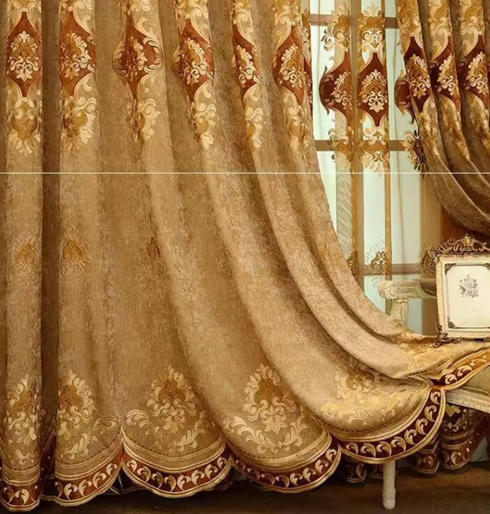 Zasłony termiczne 213 cm długości, kwiatowy wzór zasłony zaciemniające do salonu, khaki, 88 szer. x 213 cm dł