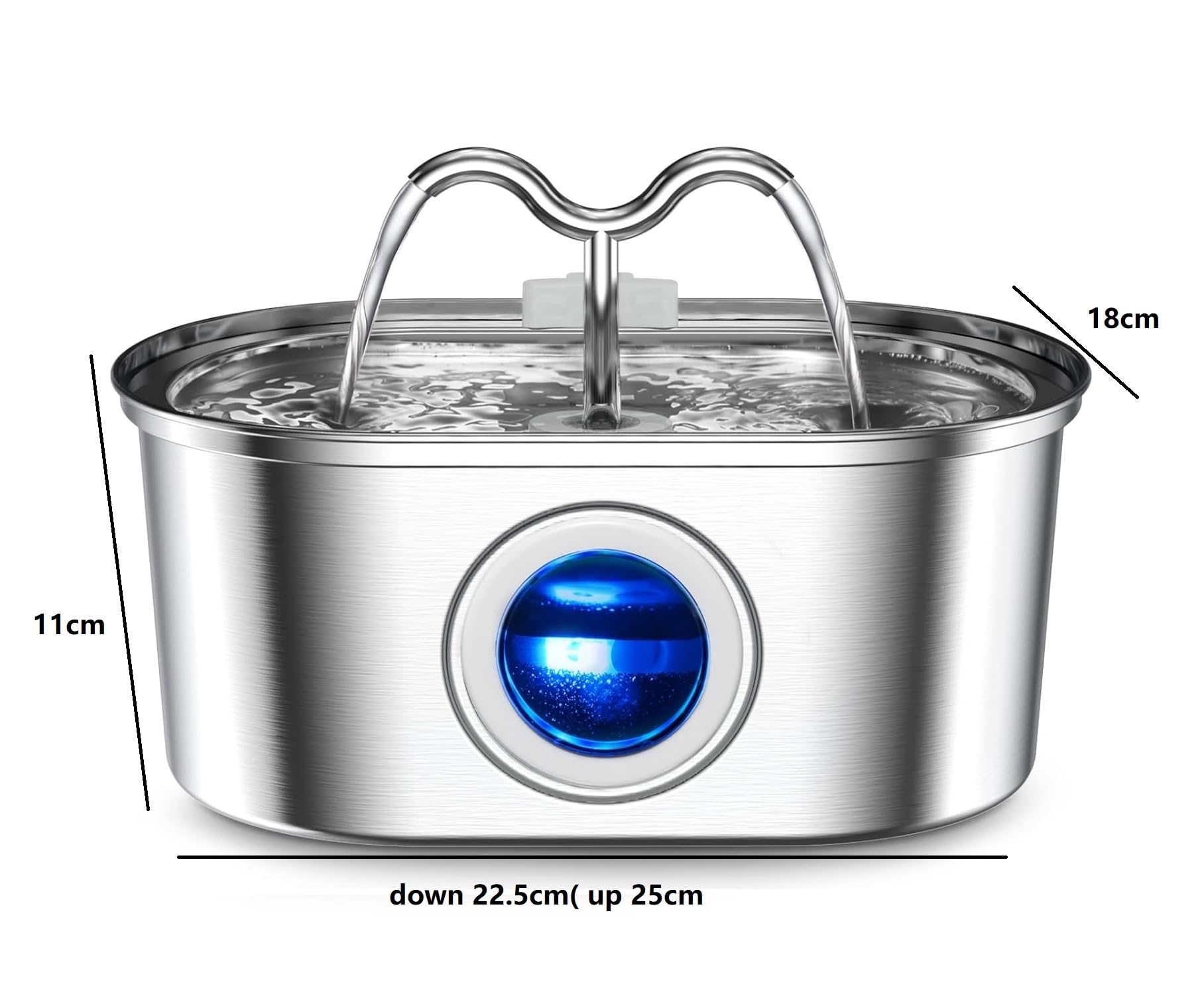 Foliam® Cat Water Fountain - 3.2L/108oz Stainless Steel Pet Water Drinking Fountain for Cats Indoor, Dog Water Fountain with Water Level Window (Silver, Rectangle 3L-2) 2