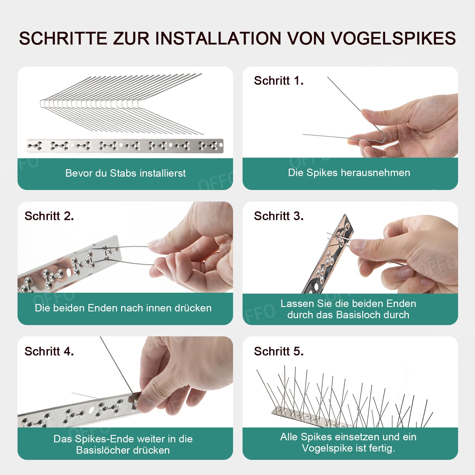 OFFO Edelstahl Taubenabwehr Vogelabwehr Spikes, Taubenschutz und Vogelschutzgitter für Balkon Dachbalken Garten Fensterbank 78cm