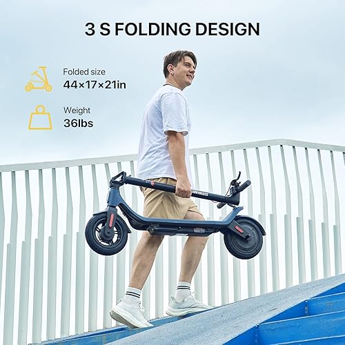 Miniatura 8 de MEGAWHEELS Patinete eléctrico, scooter eléctrico para adultos, neumáticos de 10 pulgadas, motor de 350 W, rango de 19 millas, scooter E con control