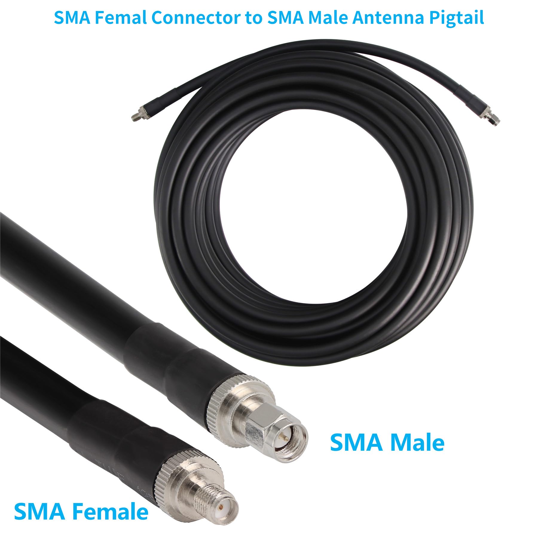23m SMA Maschio a SMA Femmina S-LMR400 Cavo in Rame Puro, Cavo Coassiale a Bassa perdita - Prolunga Del Cavo Dell'antenna Der Uso Radio 3G/4G/5G/6G/LTE/ADS-B/Ham/GPS/WiFi/RF (50 Ohm non per TV)