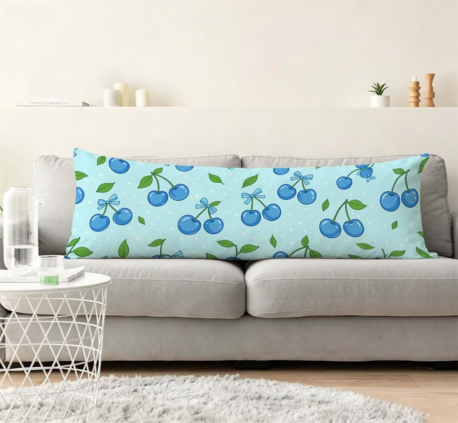 Fodera Cuscino 50 x 150 cm, Blu-25 Velluto Copricuscini Letto, | con Invisibile Cerniera, Morbida e Traspirante, per biancheria da letto, divano, hotel, chi dorme sul fianco Frutta-2 j-347