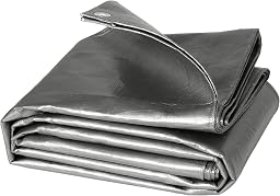 WOLTU Outdoor Protective Tarpaulin, 180 g/m² PE Tarpaulin with Eyelets, Heavy Duty Coated Aluminium Waterproof Cover for Wood Trucks, Swimming Pools, 4 x 8 m, Grey