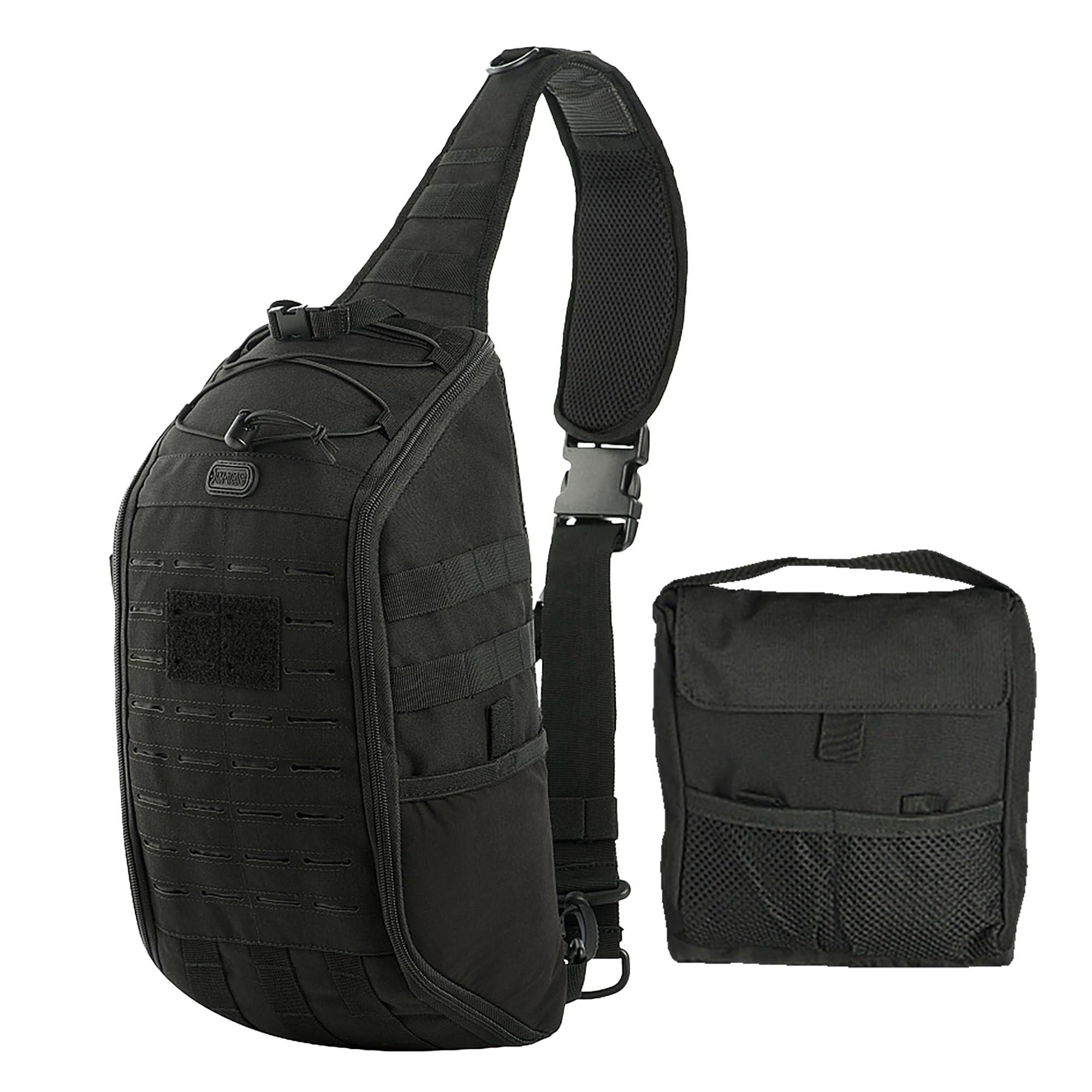 M-Tac 10L Tactical Sling Backpack - Crossbody Medical Sling EMS Bag EDC with Loop Panel for Concealed Carry - Travel, Fishing, Hiking backpack (Black)