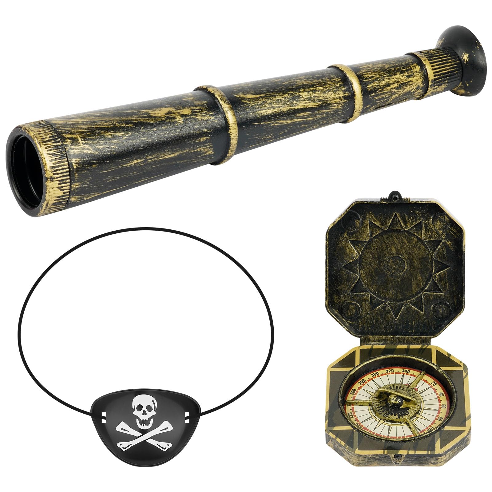 Beugo 3Pcs Pirate Costume Accessories, Pirate Fancy Dress Up Accessory