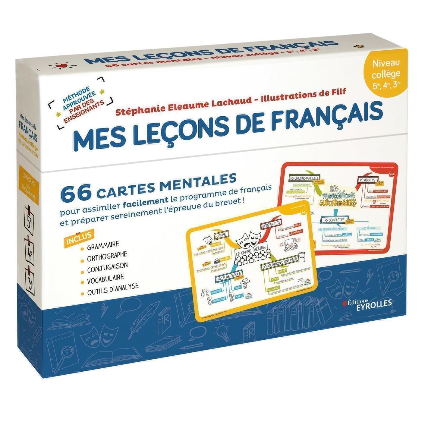 MES LEÇONS DE FRANÇAIS NIVEAU COLLÈGE : 66 CARTES MENTALES POUR ASSIMILER FACILEMENT LE PROGRAMME