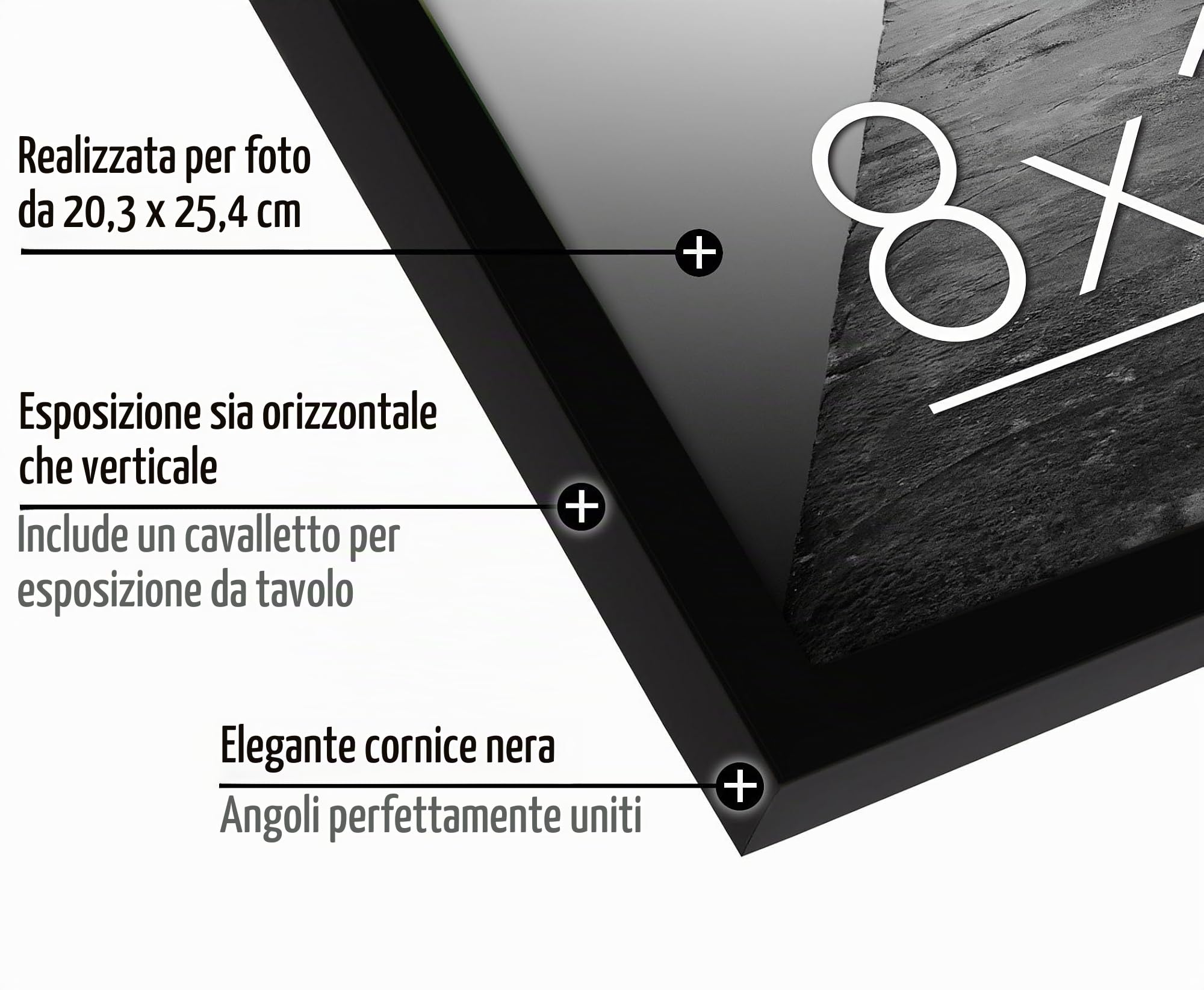 Americanflat 20 x 25 cm set di cornici per foto da parete in nero con vetro lucido - formati orizzontali e verticali per parete e tavolo - Set da 6