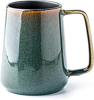Ceraozmus 24oz Large Ceramic Coffee Mug with Big Handle - Microwave Dishwasher Safe, Unique Kiln Glazed Green for Office Home