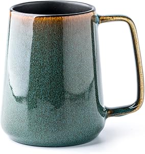 Large Ceramics Coffee Mugs,24 OZ,Large Handle Design,Extra Large Tea and Coffee Cup for Office and Home，Microwave and Dishwasher Safe(Color:24 oz Green).