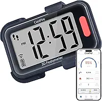 CoolFire - Pedometer, 2025 Indoor & Outdoor 3D Clip-On Pedometer, Accurate Step Counter for Walking Steps and Miles, Calories, Ankle Step Tracker for Fitness, Optional App