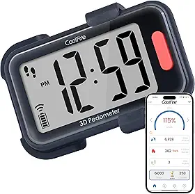 CoolFire - Pedometer, 2025 Indoor & Outdoor 3D Clip-On Pedometer, Accurate Step Counter for Walking Steps and Miles, Calories, Ankle Step Tracker for Fitness, Optional App
