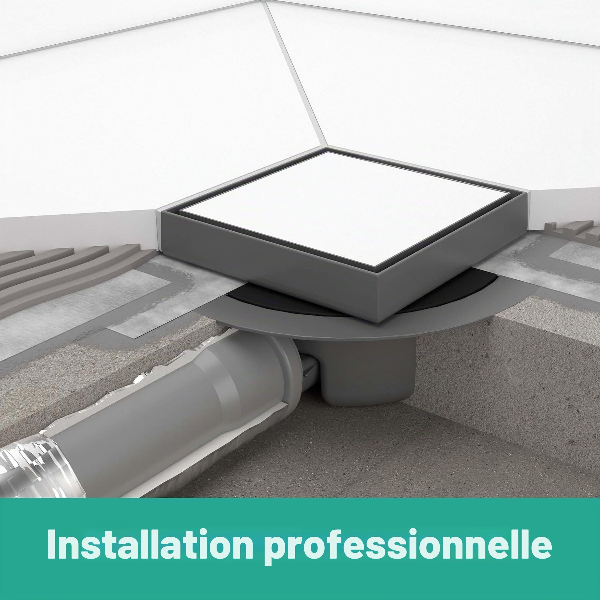 hansgrohe RainDrain Spot - Siphon de douche 15 x 15 cm à carreler, Siphon de sol carrelable, Acier inoxydable brossé, 56112800