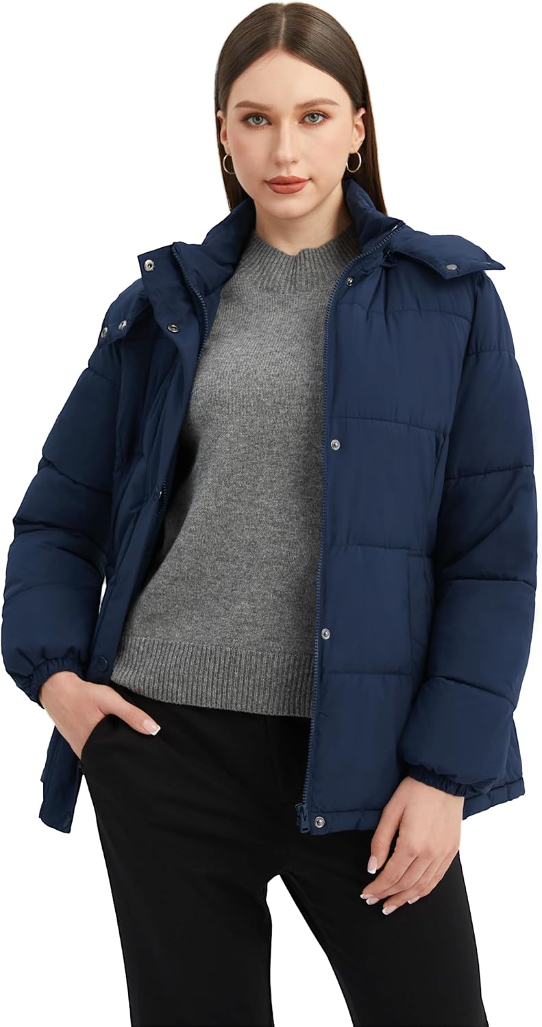 wantdo Women's Puffer Jacket Lightweight Winter Coat with Removable Hood - Image 3