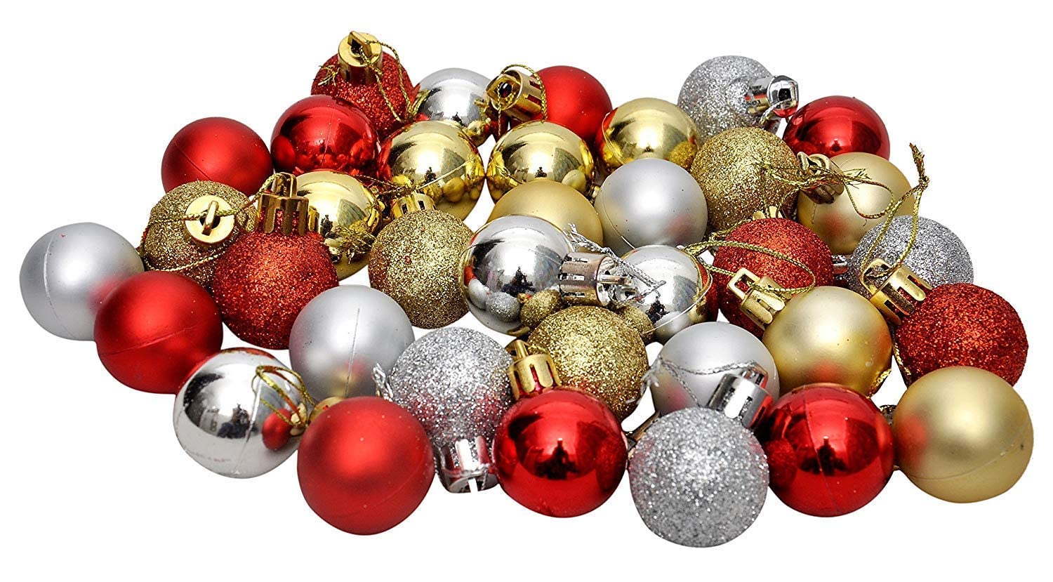 Boules de Noël paillettes dorées et rouges : lot de 72 petites décorations de sapin festives