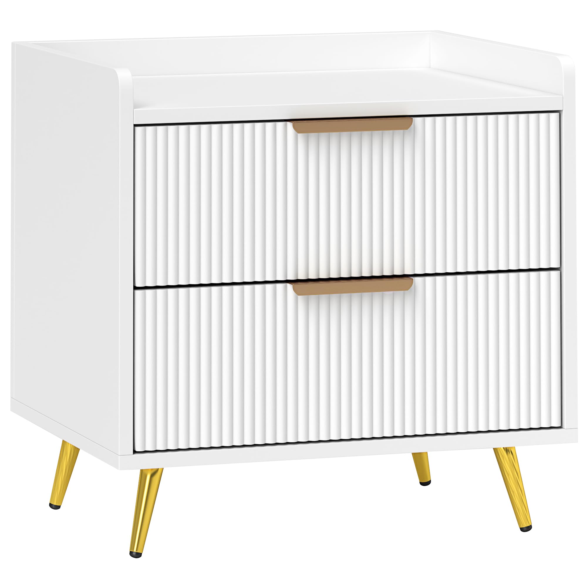 HOMCOM Bedside Table - 2 Drawers - White - MDF & Particle Board