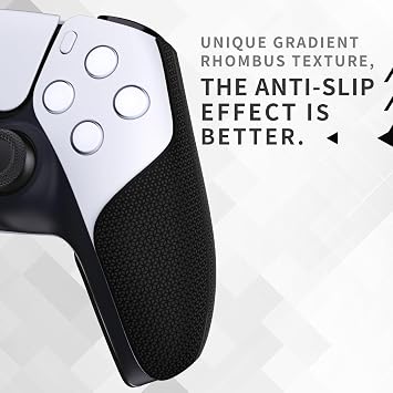 PlayVital Premium Grip for ps5 Wireless Controller, Split Design Anti-Skid Soft Hexagonal Diamond Textures Sweat-Absorbent Handle Grips Protector for ps5 Controller – Black