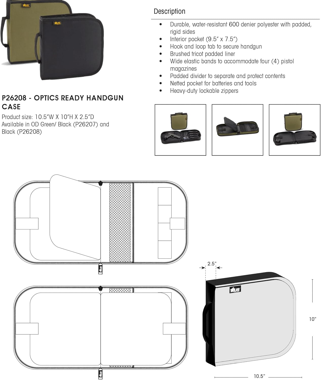 US PeaceKeeper Optics Ready Handgun Case