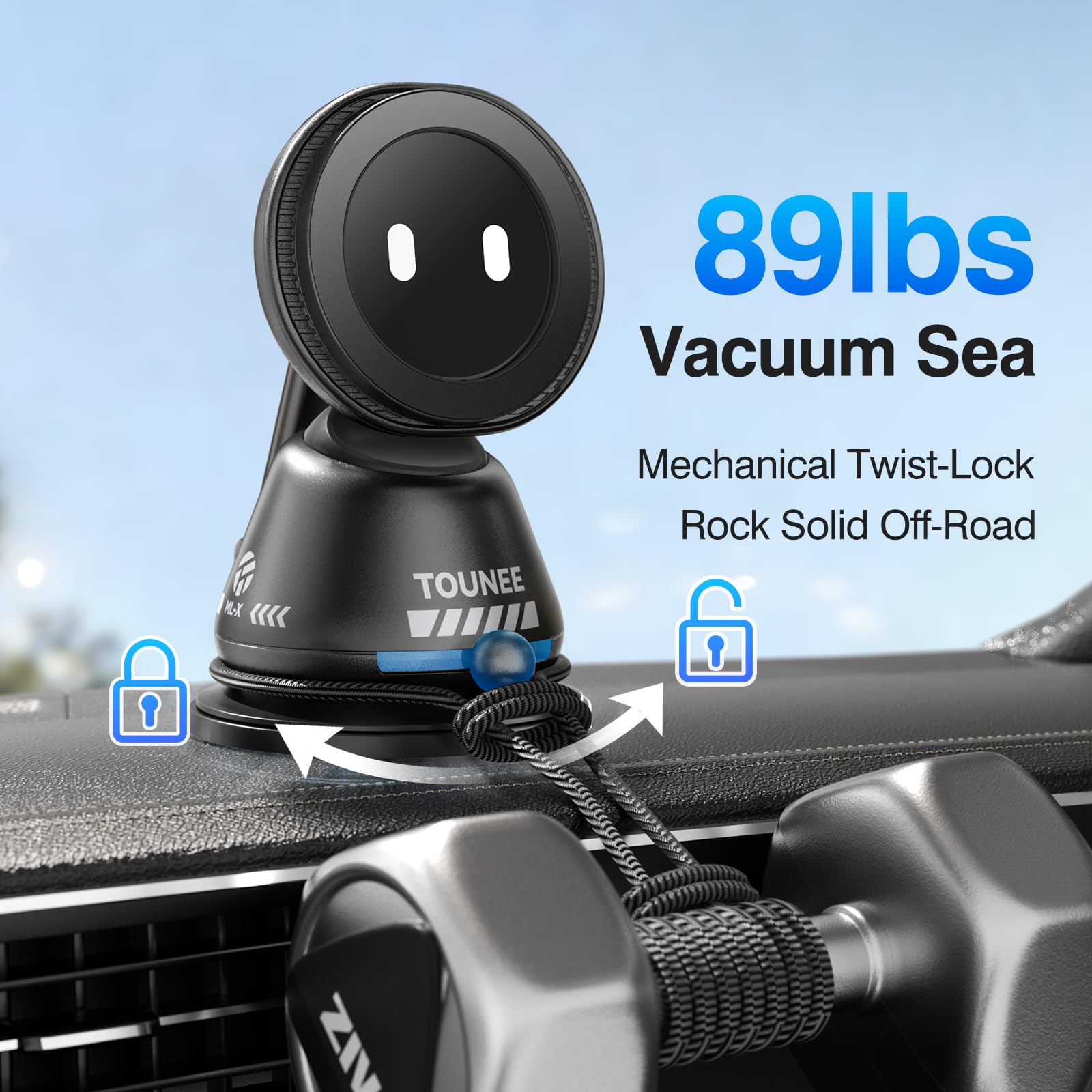 tounee Magnetyczny uchwyt samochodowy na deskę rozdzielczą, obracany o 360°, uchwyt na telefon samochodowy, uniwersalny stojak na telefon komórkowy do iPhone 17 Pro Max 16 15 14 13 12-czarny