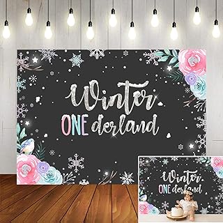 موكسيكا خلفية الشتاء العجائب للطفل في عيد الميلاد الأول ديكور حفلة عيد الميلاد دائم الفينيل ندفة الثلج الزهور طفل دش كعكة الجدول راية صور بوث الدعائم (2.1 × 5 أقدام)