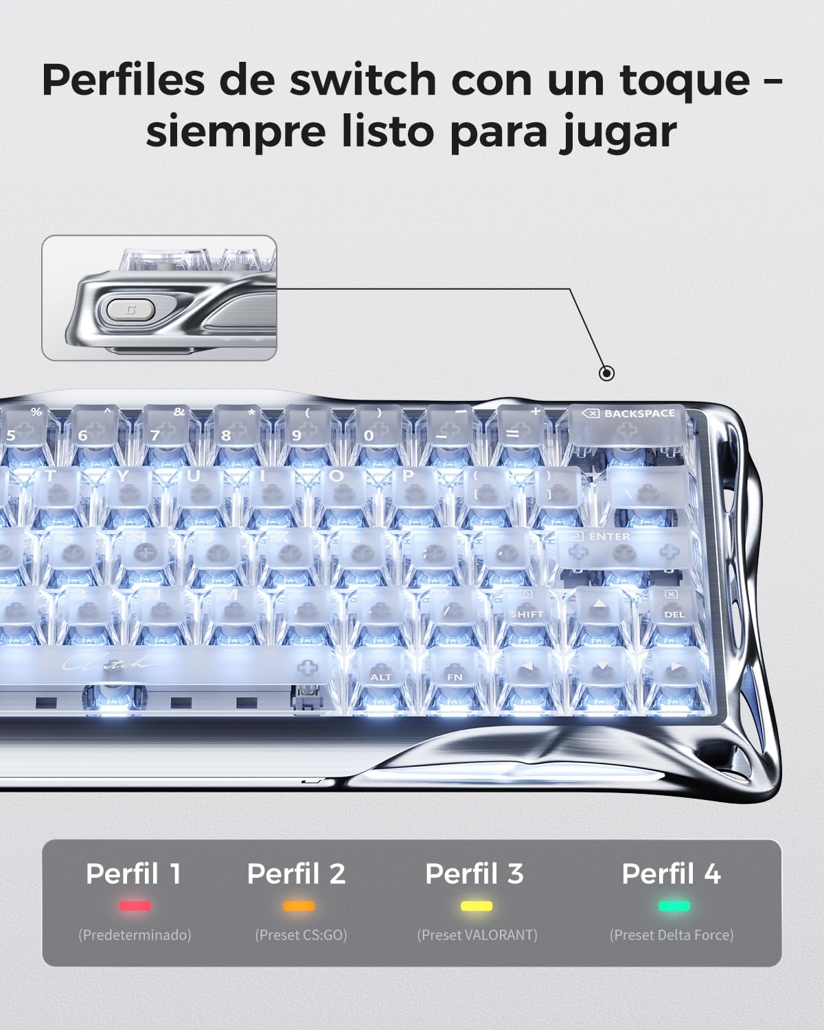 GravaStar Mercury V60 Pro 60% Teclado Gaming de Efecto Hall, Teclado Rapid Trigger con 8000 Hz, interruptores magnéticos, Snap Tap, Aluminio CNC, RGB, para FPS,CS2,PC/Mac (Silver Frost, QZERTY)