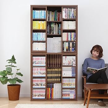 スライド式　本棚　オーク　ブラウン スライド式 本棚 オーク ブラウン