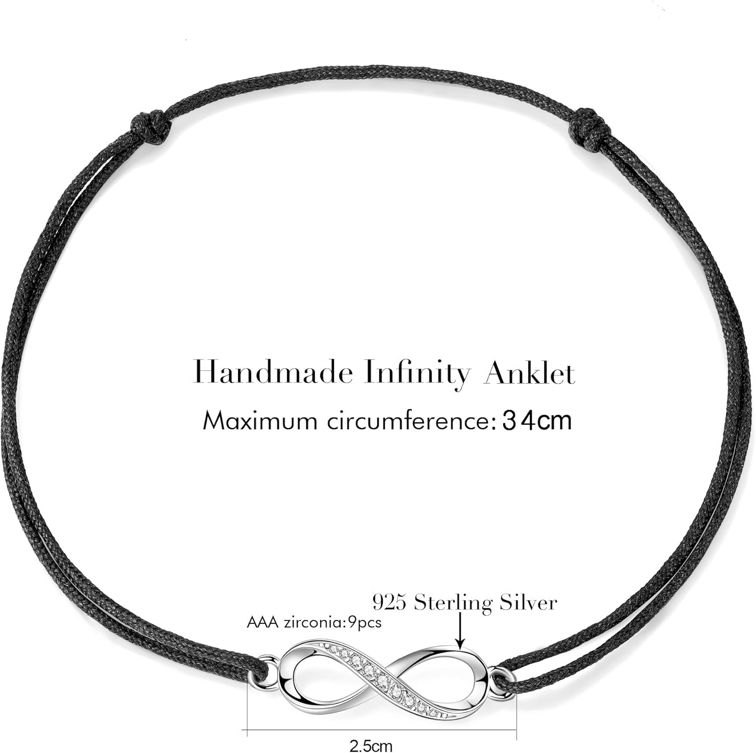 ZENI Infinity Anklet for Women Girl Soft Skin-friendly Rope Ankle Bracelets Handmade 34cm Adjustable Love Friendship Mother's Day Jewelry Gift - Image 6