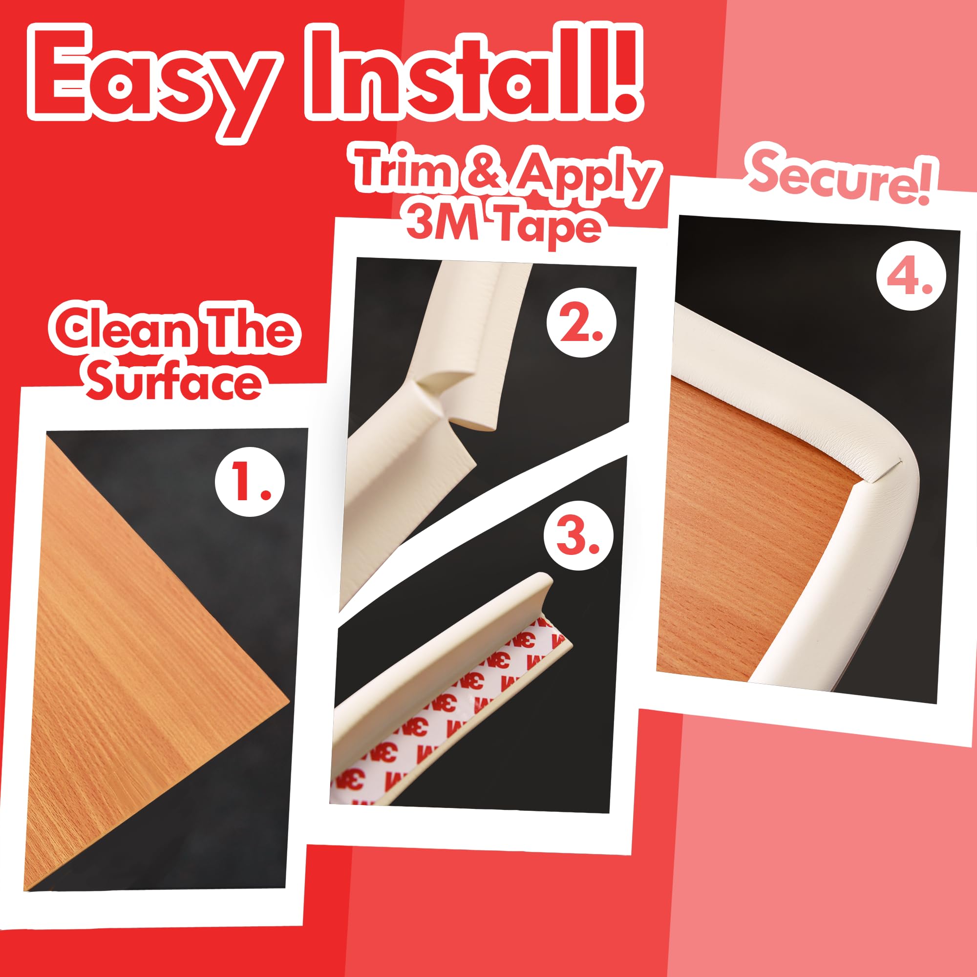 Fisher-Price Baby Safety Edge & Corner Protector Set, 2m Foam Saftey Strip for Table & Furniture Edges - Image 3