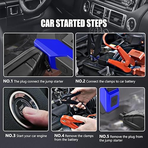 Miniatura 8 de DNA MOTORING 12V 1500A 15000 mAh Arrancador de batería portátil para auto, paquete de cargadores de batería, caja de puente, para hasta 7.0L de gas