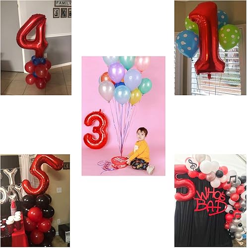 Miniatura 4 de Globos gigantes de 40 pulgadas, color rojo, número 4, globos de graduación, globos de helio de aluminio de Mylar para decoración de fiesta de