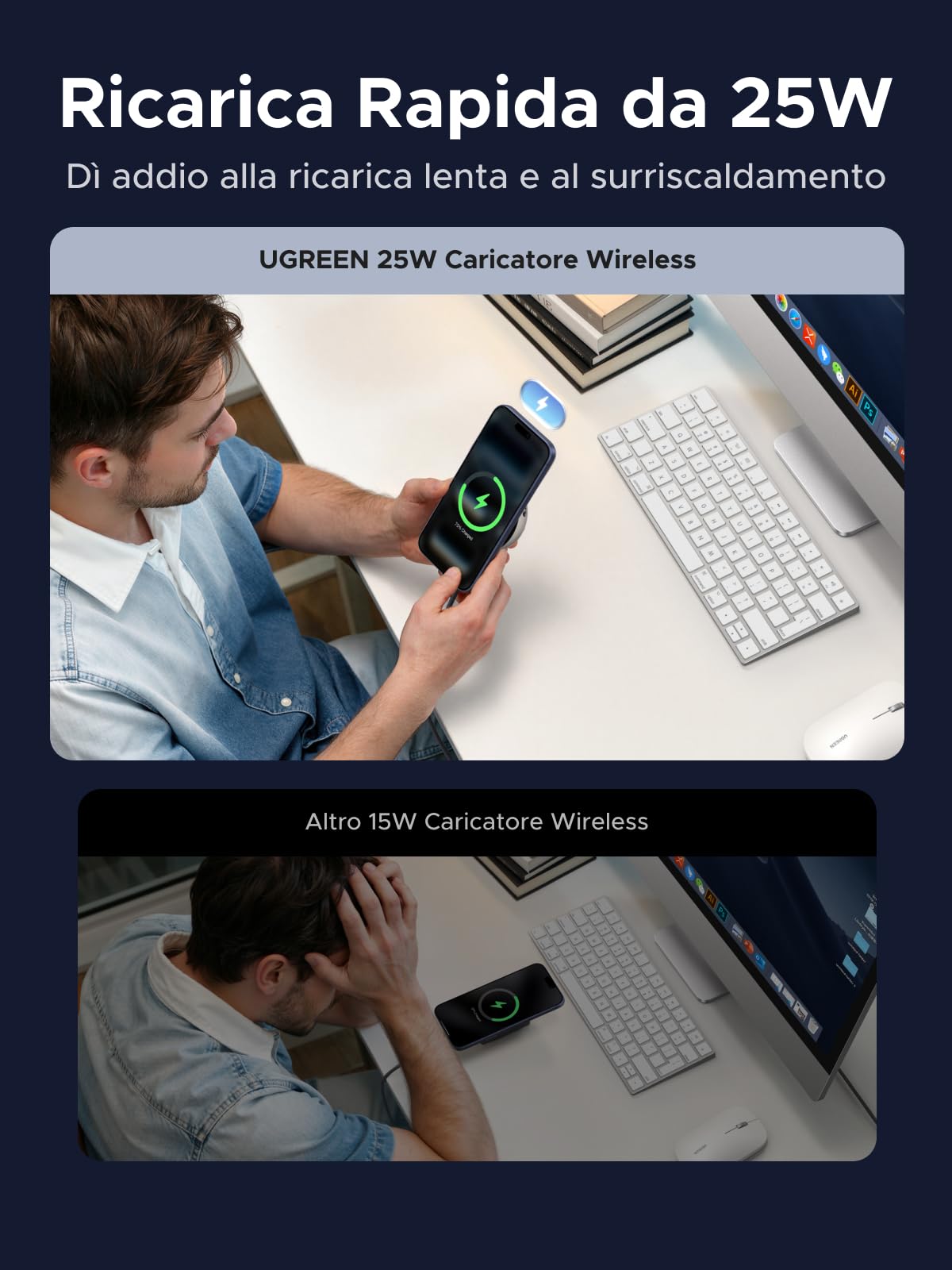 UGREEN MagFlow Pro Caricatore Wireless iPhone Magsafe, Qi2 25W Certificato Ricarica Rapida, Raffreddamento MAX con TEC Cooling e Ventilatore Integrato, Compatibile con iPhone 17 16 15 14 13 12