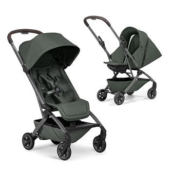 Joolz Aer2 Lightweight Travel Stroller + Nest-to-Seat Newborn Accessory Bundle Ultra-Compact One-Hand Fold, Newborn to Toddler Travel System - Forest Green