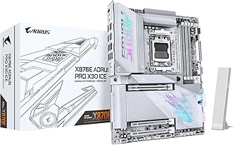 X870E AORUS PRO X3D ICE AMD AM5 LGA 1718 ATX Motherboard, Supports AMD Ryzen 9000/8000/7000 Series Processors, DDR5, 18+2+2 Power Phase, 4X M.2, PCIe 5.0, SWIFI, 5GbE, 5-Year Warranty
