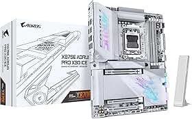 GIGABYTE Placa mãe X870E AORUS PRO X3D ICE AMD AM5 LGA 1718 ATX, suporta processadores AMD Ryzen 9000/8000/7000, DDR5, fase de alimentação 18+2+2, 4X M.2, PCIe 5.0, SWIFI, 5GbE, garantia de 5 anos
