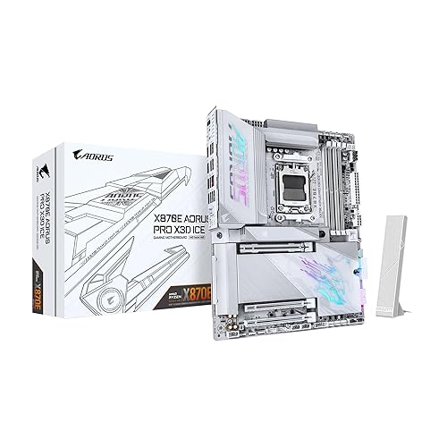 GIGABYTE X870E AORUS PRO X3D ICE AMD AM5 LGA 1718 ATX Motherboard, Supports AMD Ryzen 9000/8000/7000 Series Processors, DDR5, 18+2+2 Power Phase, 4X M.2, PCIe 5.0, SWIFI, 5GbE, 5-Year Warranty - ATX - X870E|AP-X3D|M.2 x4|WIFI7|ICE
